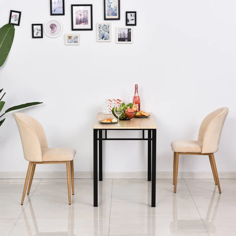 HOMCOM Conjunto de 2 cadeiras de sala de jantar moderno assento estofado ergonômico 50x58x85 cm Bege