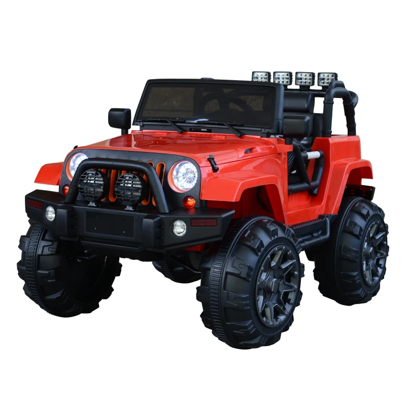 HOMCOM Carro Elétrico Jeep com Controlo Remoto MP3 Luzes e Sons Abertura da Porta Bateria 12V Carga Máxima 30kg 128x78x76cm vermelho