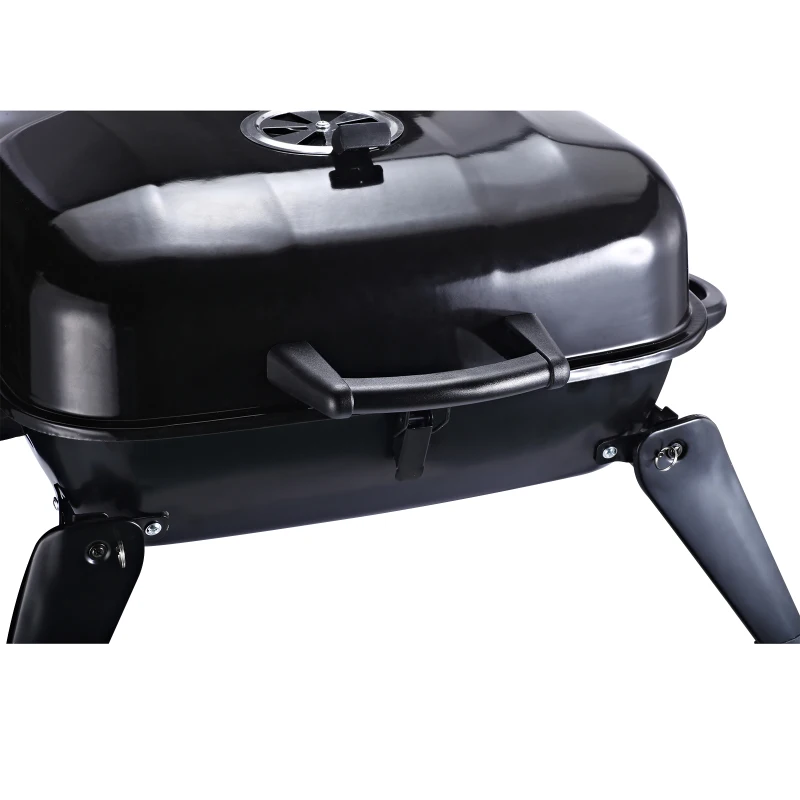 Outsunny Barbecue a Carvão Portátil Barbecue a Carvão de Mesa Compacta para Jardim Exterior Campismo 59x43x39 cm Preto