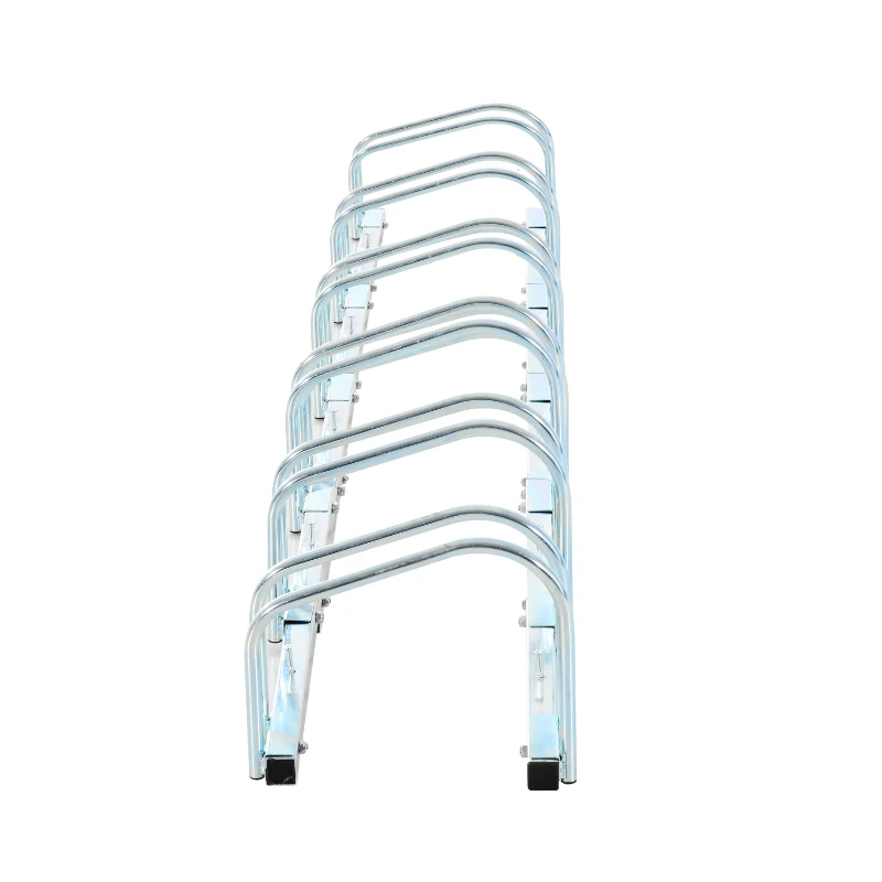 HOMCOM Estacionamento para 6 Bicicletas Suporte de Aço para Estacionar Bicicletas no Chão para Interior e Exterior 160x33x27cm Prata