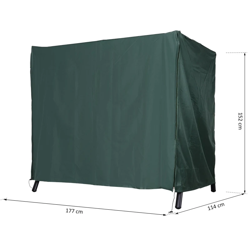 Outsunny Capa para Móveis de Jardim Capa Protetora para Baloiços de Exterior com Zíper 177x114x152cm Verde