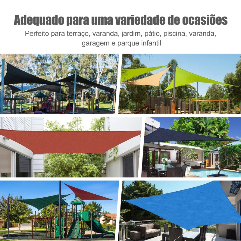 Outsunny Vela de Sombra Retangular 4x6 m Toldo Vela de HDPE com Proteção UV Aneis em Forma de D e Cordas para Jardim Pátio Piscina Areia