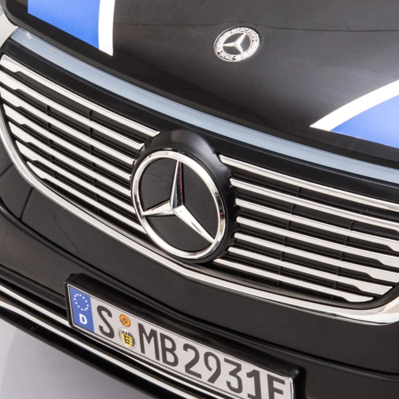 HOMCOM Carro de Polícia Elétrico para Crianças acima de 3 anos Mercedes EQC Bateria 12V com Controle Remoto Dupla Abertura 106x68x53 cm Preto