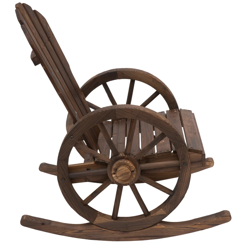 Outsunny Cadeira de balanço de madeira para terraço Poltrona de balanço ao ar livre 88x68x97cm