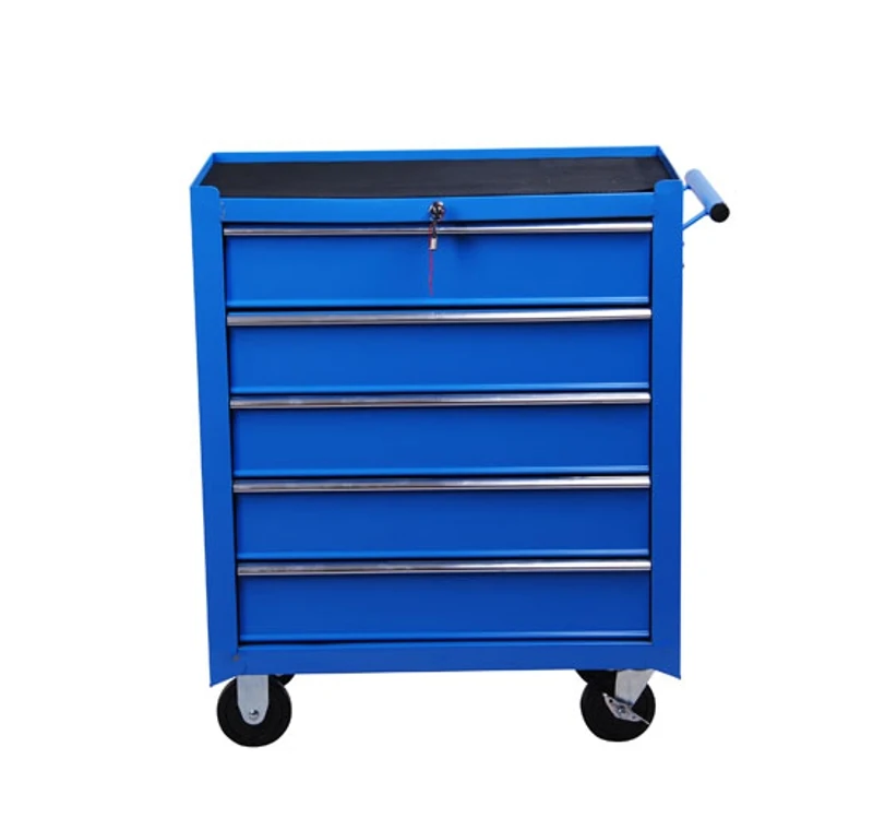 HOMCOM Carrinho de Ferramentas para Oficina com Rodas e 5 Gavetas Fechadura e Alça Lateral 67,5x33x77 cm Vermelho