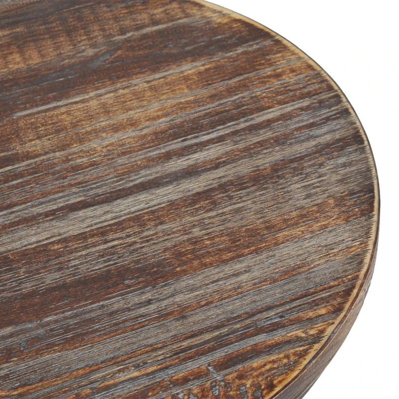 HomCom® Tamborete de Bar Redondo de Madeira Pinho Altura Ajustável 15cm