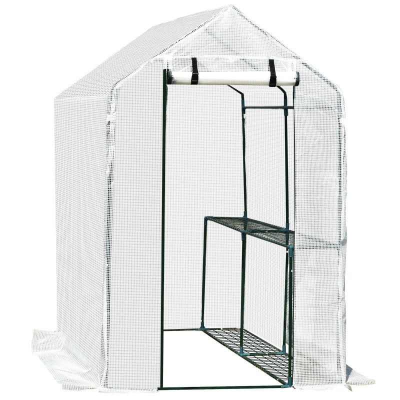 Outsunny Estufa com prateleiras para flores, cultivo de plantas com porta zip resistente à água UV Malha PE 186x120x190cm