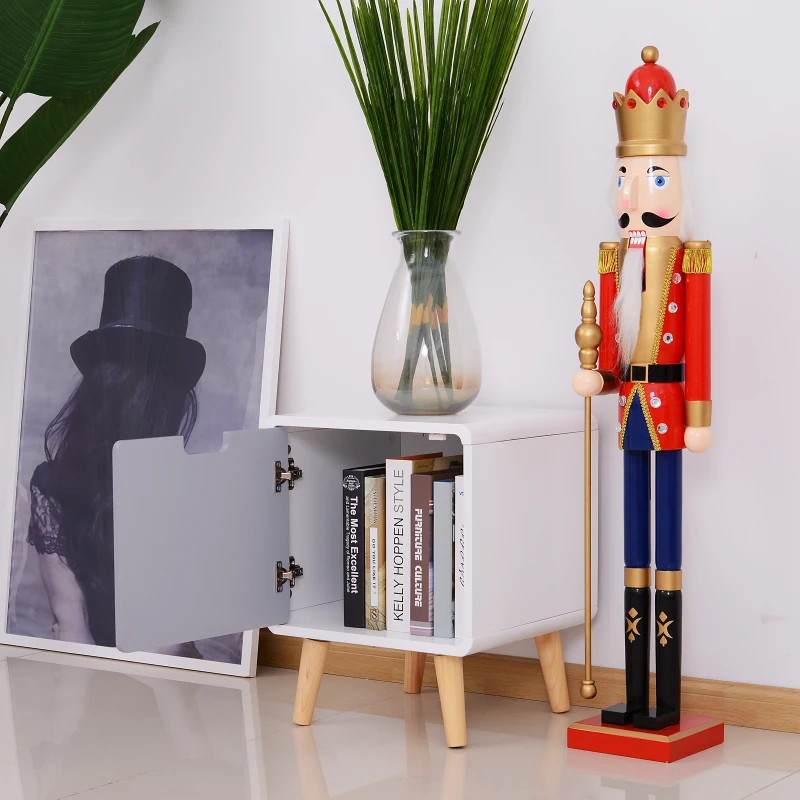 HOMCOM Mesa-de-cabeceira de Madeira com 1 Gaveta Cómoda Mesa Móvel Quarto Armário Muita Arrumação 40x38x50 cm Branco