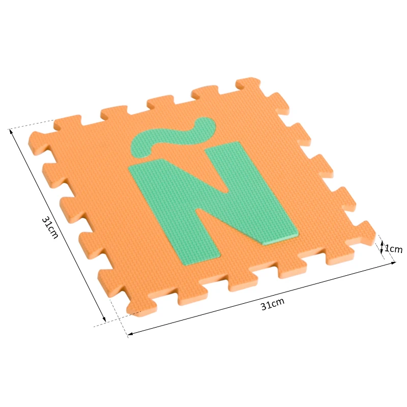 HOMCOM Tapete de quebra-cabeça para crianças de 40 peças Tapetes de espuma EVA com área de cobertura 3,6m2 Não tóxico 31x31x1 cm Multicolor