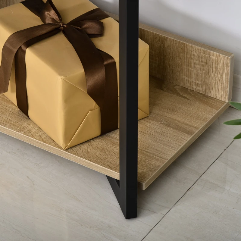HOMCOM Estante de 4 Níveis Estante com Espaço de Armazenamento e Sistema Anti-Tombo 90x39x160cm Preto e Carvalho