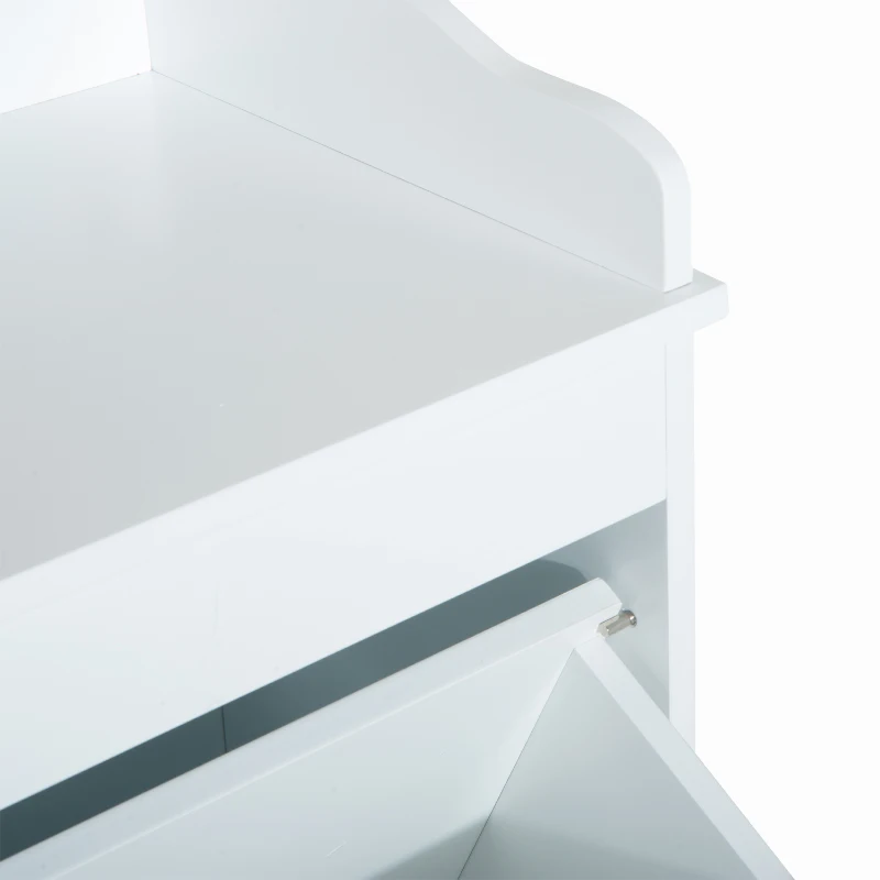 HomCom Armário para Casa de Banho, com Prateleira, Cesto para Roupa Suja - Cor: Branco - 40x30x79 cm