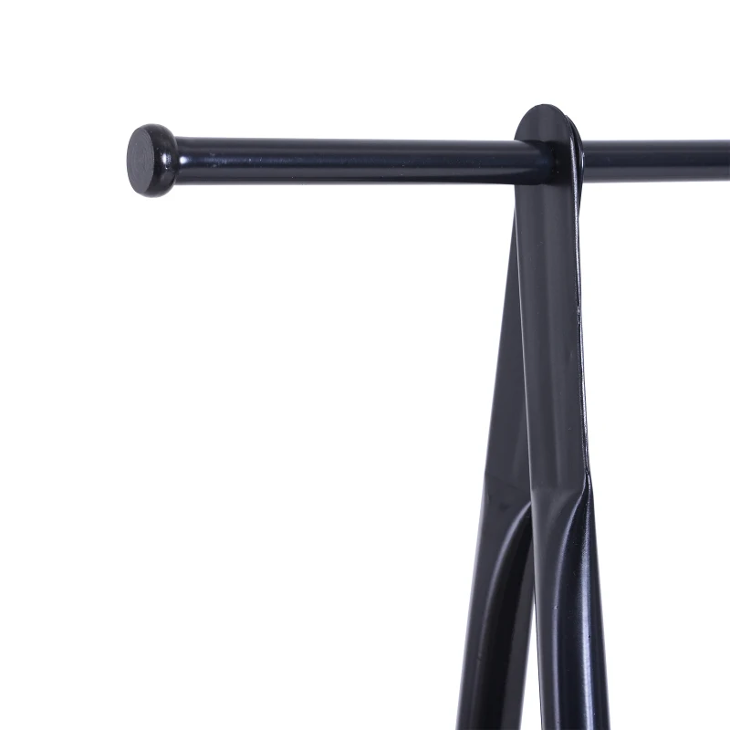 HOMCOM Cabide de Metal Cabide de Roupas Cabide com Barra Superior e 2 Prateleiras de Aço 100x46x148cm