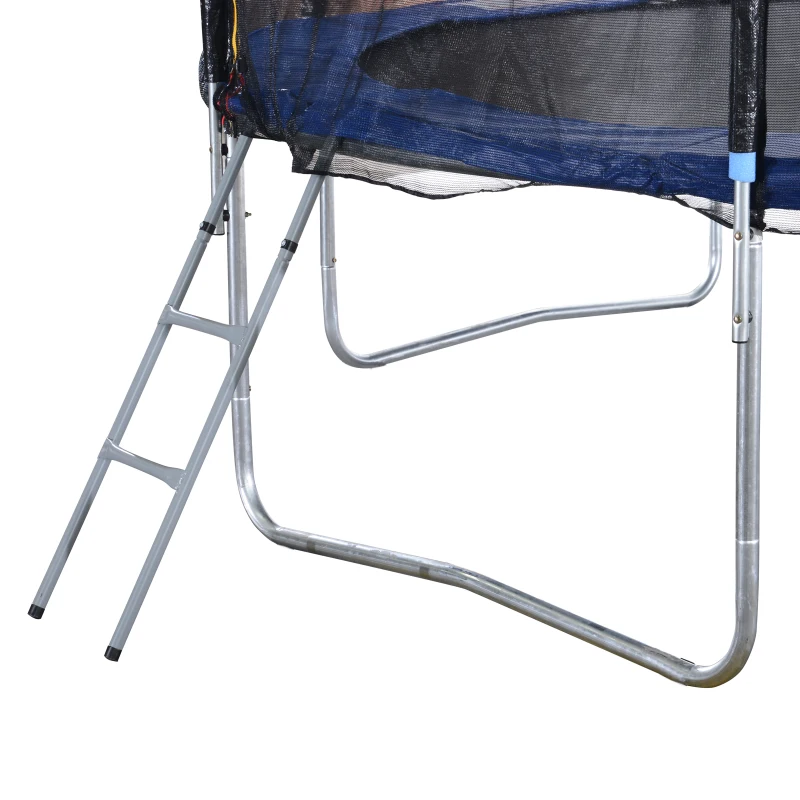 HOMCOM Trampolim de Jardim Φ244cm Trampolim para Crianças e Adultos cm Rede de Segurança Cobertura nas Bordas e Escada para Exterior Azul