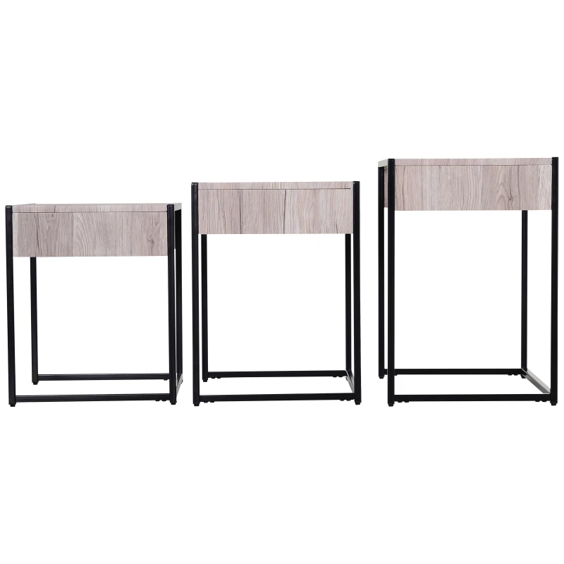 HOMCOM Conjunto de 3 Mesas de Centro Nido Mesas de Café Moderna Mesa Auxiliar Mesas de Centro para Sala de Estar 50x38x55 cm
