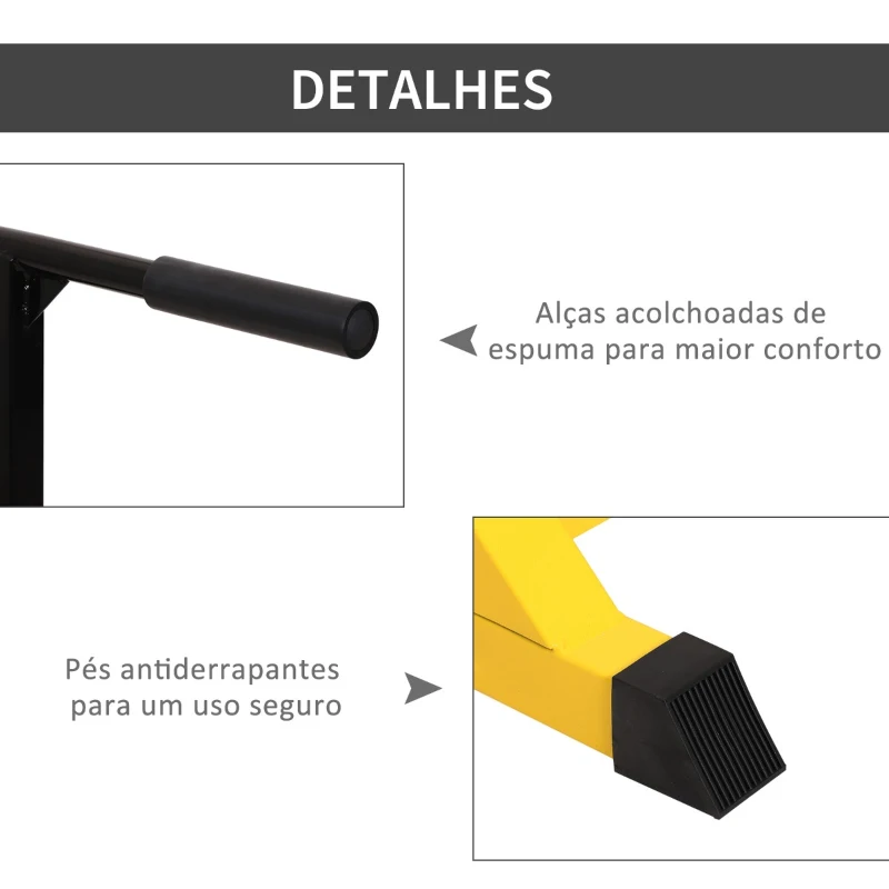 HOMCOM Estação Dip de Musculação Barras com Altura Ajustável Suporte para Treinar Abdominais Costas Carga Máx. 100kg 66x75x83-119cm Amarelo