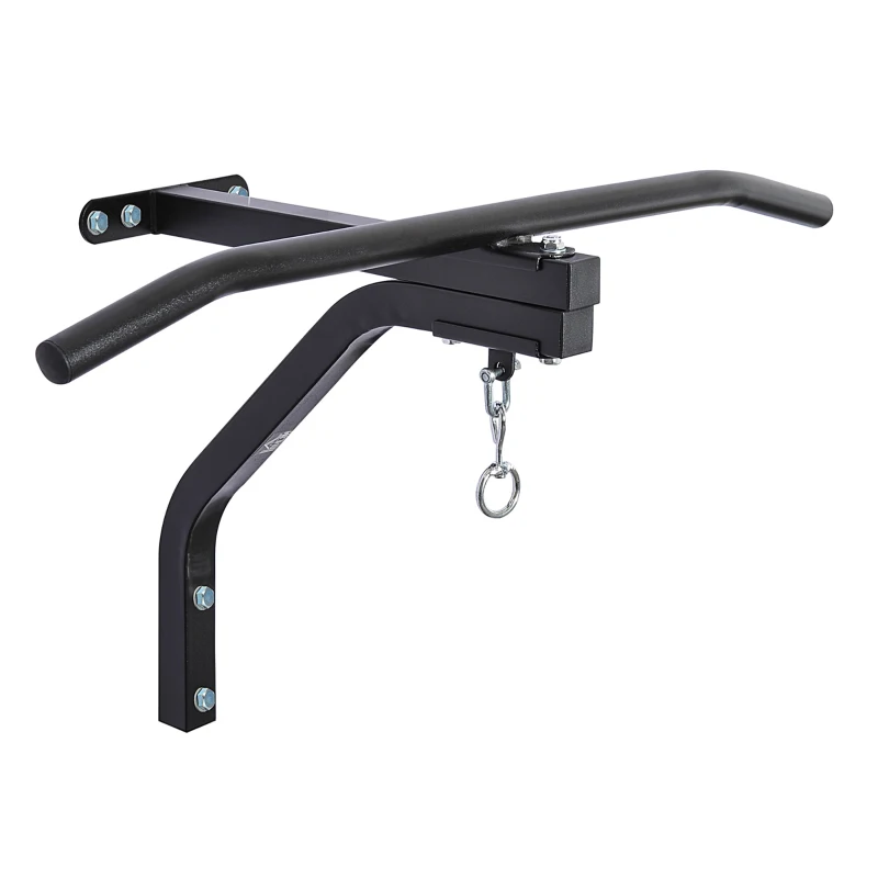 HOMCOM Barra de Elevação para Parede de Aço 2 em 1 Suporte para Saco de Boxe para Treinamento em Casa Academia Carga Máx. 130kg 93x47x51cm Preto