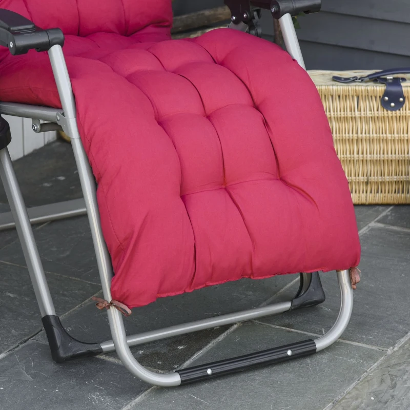 Outsunny Espreguiçadeira dobrável reclinável com almofada removível e acolchoado de textilene para pátio praia jardim Carga 150 kg 90x65x110 cm Vermelho