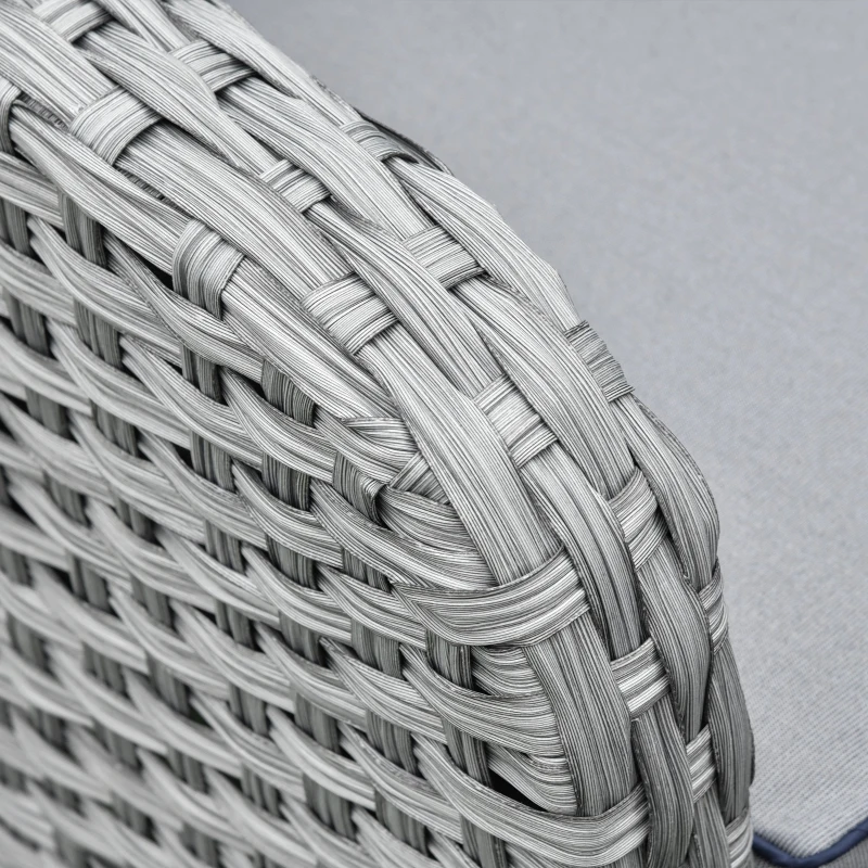 Outsunny Conjunto de móveis de jardim 6 peças de vime com mesa de centro Sofá duplo 2 poltronas individuais 2 bancos com almofadas para varanda Cinza