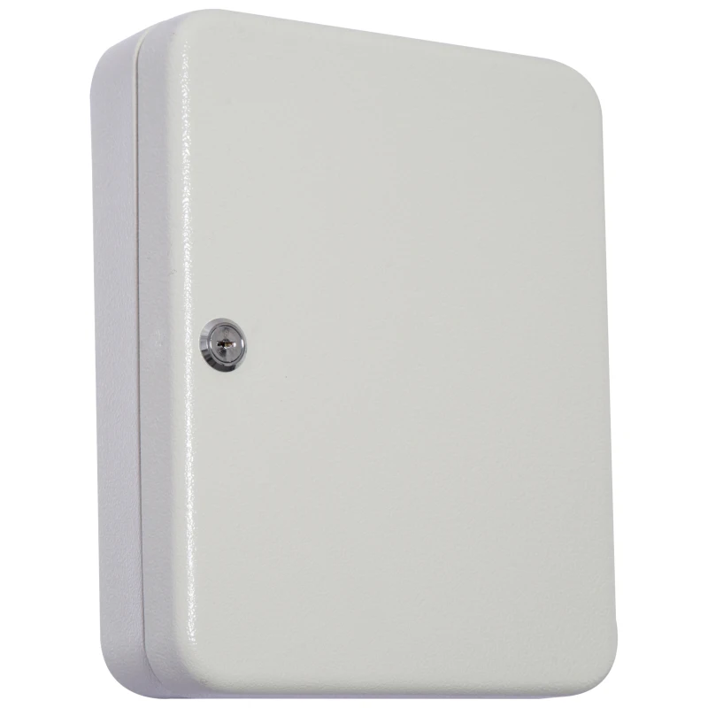 HOMCOM Chaveiro 45 Ganchos Chaveiro de Parede Caixa de Segurança com Fechadura Etiquetas 30x24x7,5 cm Aço