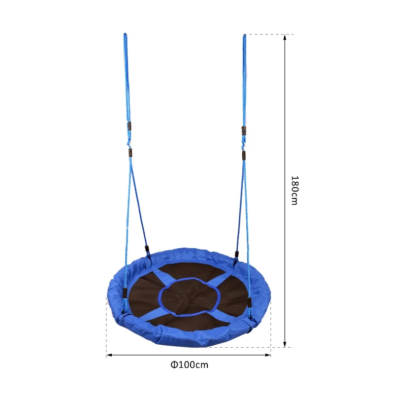 HOMCOM Baloiço para Criança tipo Ninho Baloiço Infantil Redondo acima de 3 Anos Carga Máx. 100 kg Ø100x180 cm Azul