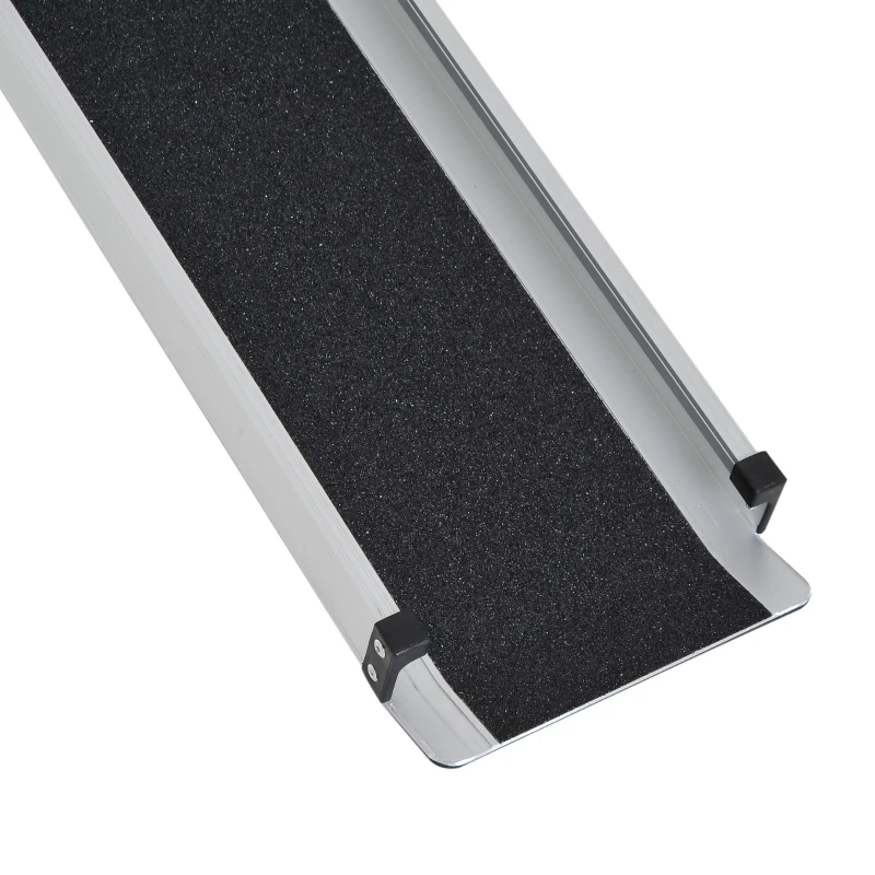 HOMCOM Portátil Rampa de acesso Universal  para Cadeiras de Rodas em Alumínio antiderrapante Rampa com Calha 74-122cm