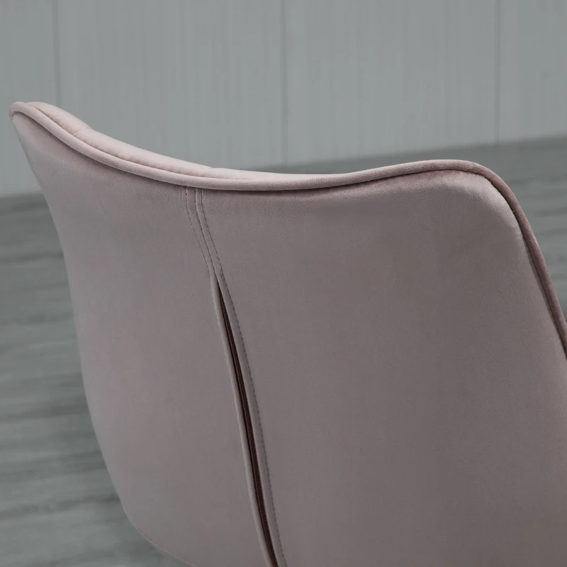 HOMCOM Conjunto de 2 cadeiras de jantar estofadas de veludo acolchoadas com pernas de metal estilo nórdico e vintage 46x58,5x85,5 cm rosa