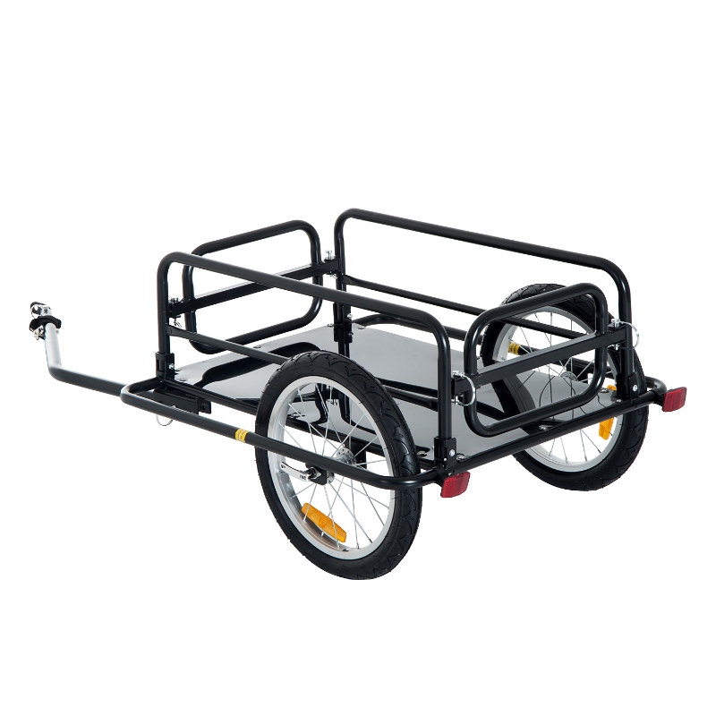 PawHut Reboque de Carga para Bicicleta Carregamento de Bagagem Armação de aço leve com refletores