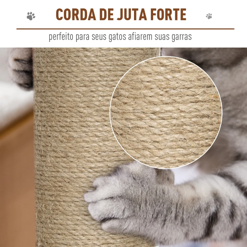PawHut Árvore Arranhador para Gatos Arranhador de Gatos com Caverna Múltiplas Plataformas e Postes de Arranhar de Juta Brincadeira e Descanso 67x38,5x114cm Cinza