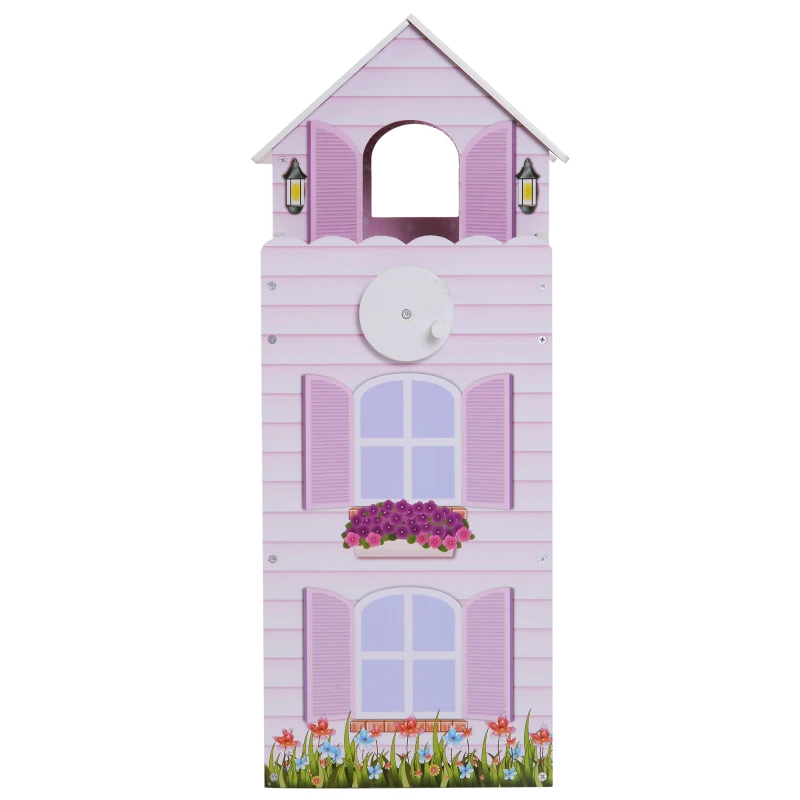 HOMCOM Casa de Bonecas com 13 peças Móveis Mobiliário Casita de Bonecas de Brincar Madeira 3 Pisos 60x30x71.5cm