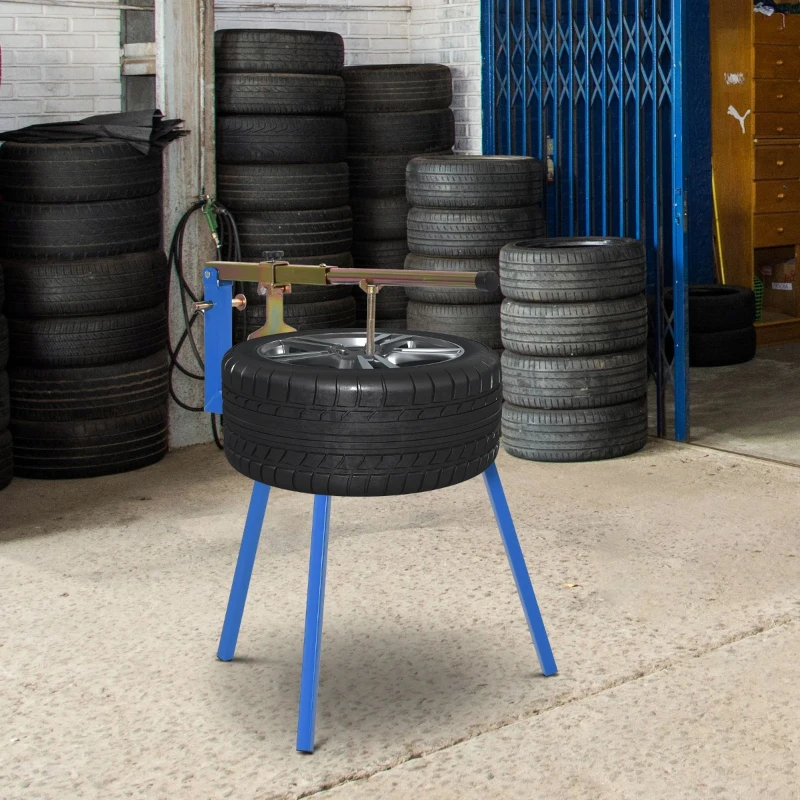 DURHAND Trocador de Pneus de 16-24”com Alavanca Ajustável Ferramenta Portátil de Aço para Montagem e Desmontagem de Rodas de Motocicleta 75x64x78cm Azul