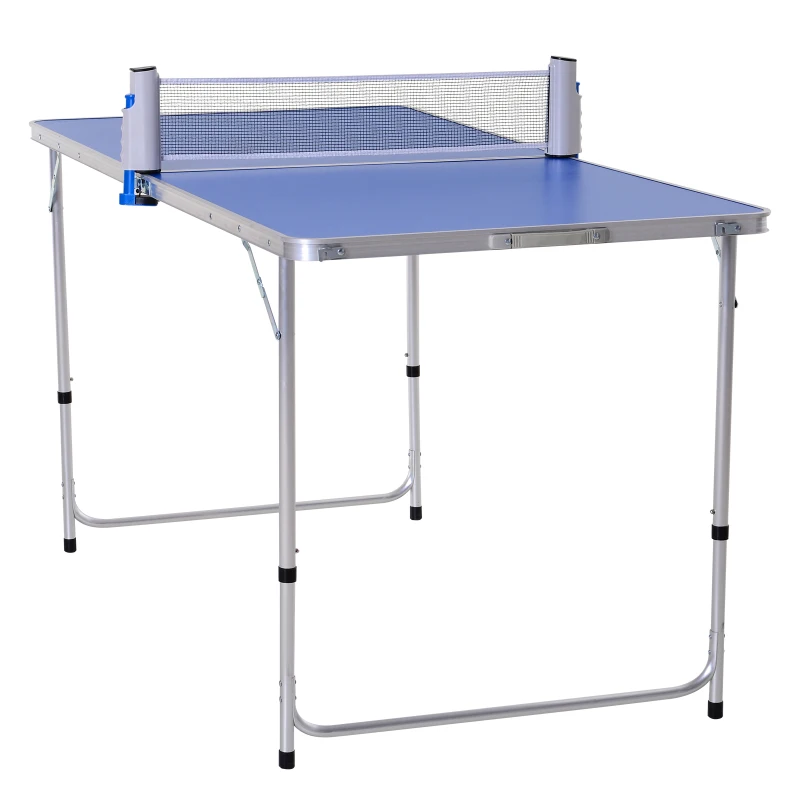 Outsunny Mesa Dobrável de Pingue-pongue Altura Ajustável em 3 níveis Multifuncionais Mesa de Piquenique com Pás e Bolas de Pingue-pongue 160x80x54 / 62 / 70cm Carga máxima 30kg
