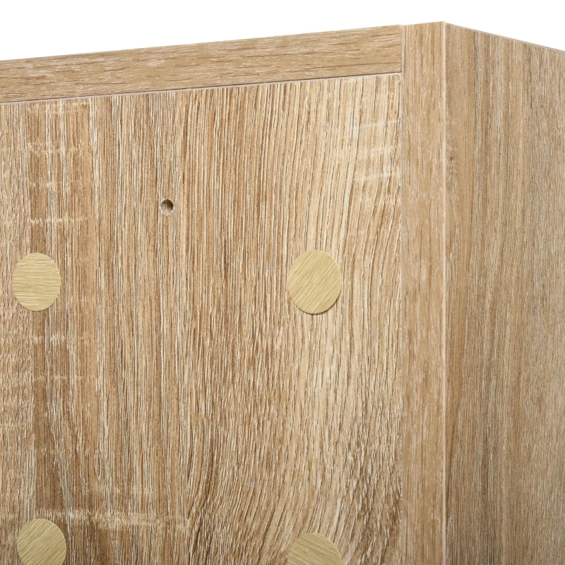 kleankin Armário para banheiro de madeira montado na parede com espelho, porta de vidro e prateleira aberta ajustável  60x 15x 76cm em grão de carvalho