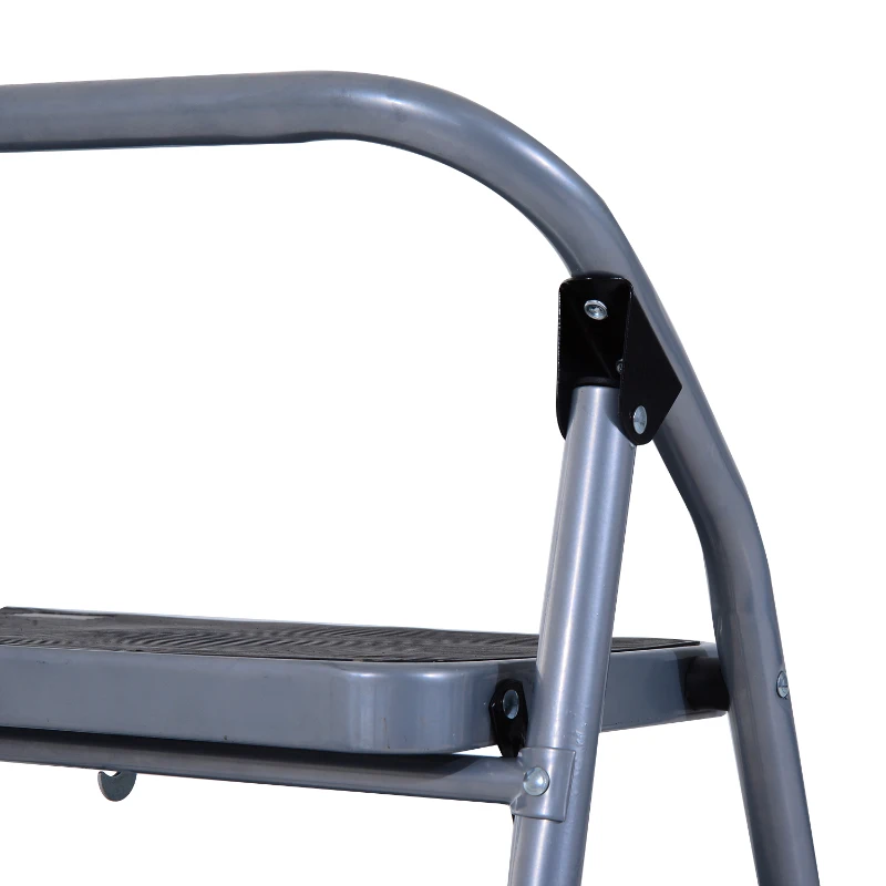 HOMCOM Escada de aço dobrável base antiderrapante 68x47x48 cm