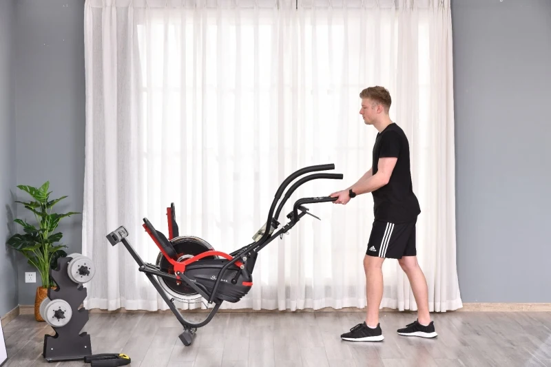 HOMCOM Bicicleta elíptica de fitness com tela LCD e resistência bidirecional ajustável de 8 níveis suporte de copo Volante 7 kg e 2 rodas 103x71x157 cm Preto