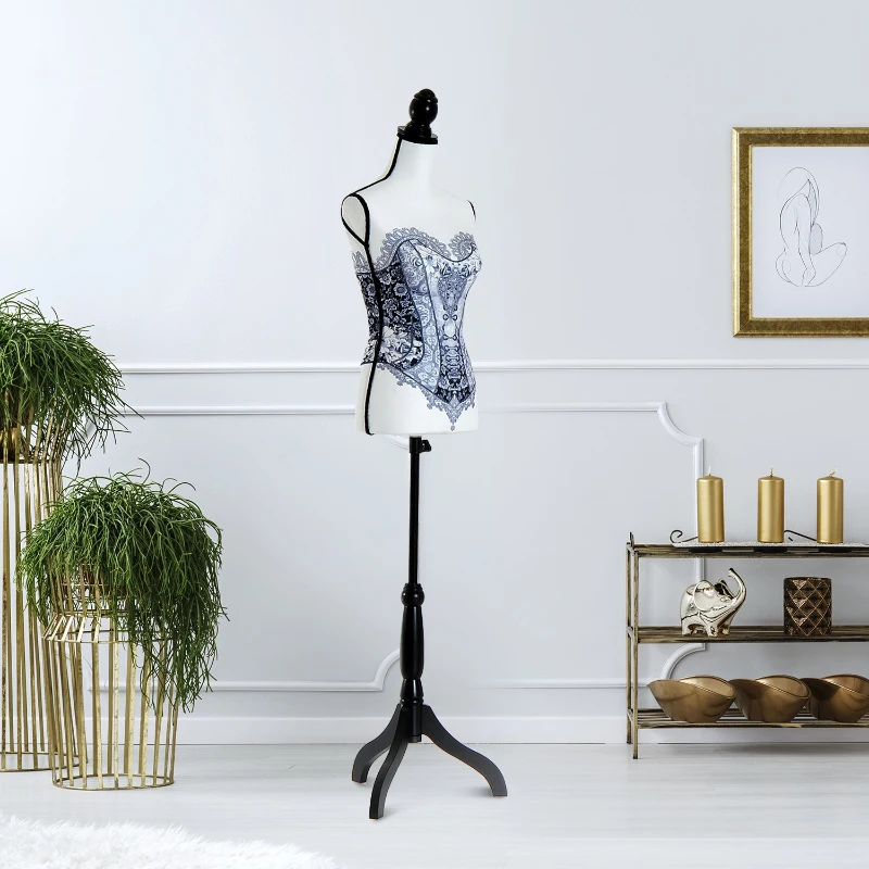 HomCom® Manequim Feminino de Costura Busto de Senhora Altura Ajustável a 130-168cm