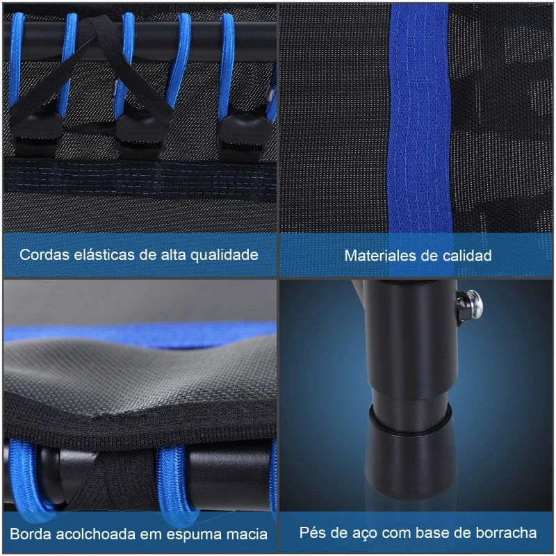 HOMCOM Trampolim Profissional Hexagonal Fitness para Power Jump 122-130-138 cm Guiador Ajustável 3 níveis Azul