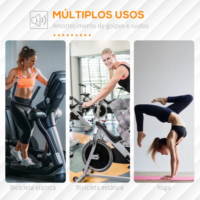 HOMCOM Tapete Protetor de Chão para Equipamentos Fitness 6Mm Tapete Antiderrapante Passadeiras e Bicicletas Estáticas 180x90 cm Preto