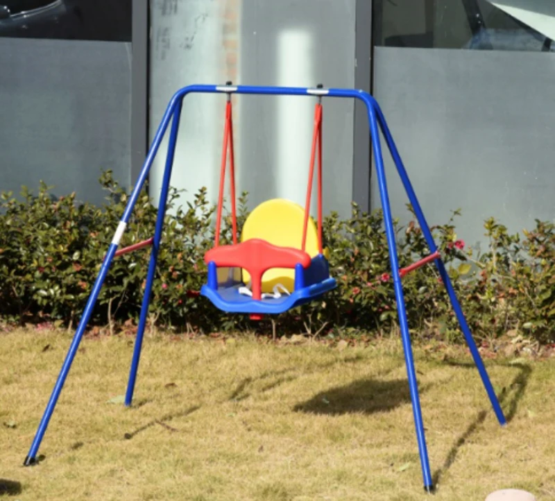 Outsunny Baloiço para crianças acima de 6 meses com suporte de metal e cinto de segurança com fivela para exterior máx. 30kg 140x110x120cm Multicolor