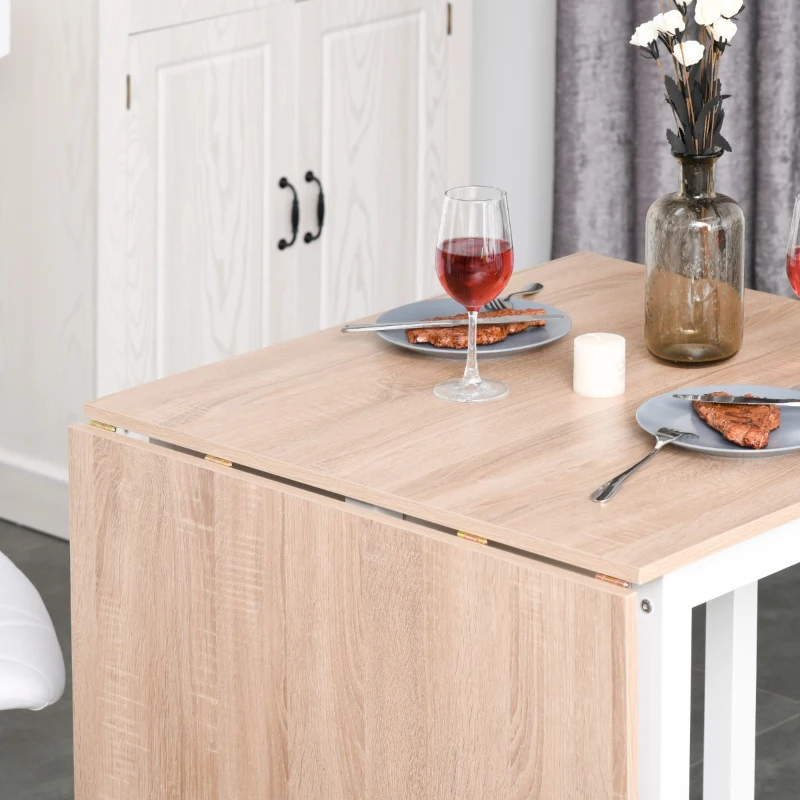 HOMCOM Mesa de jantar dobrável com 2 rodas Mesa lateral multifuncional para cozinha estudo 118x70x76,5 cm Carvalho