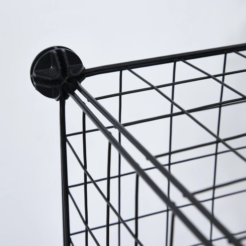 PawHut Recinto Metálico para Animais de Estimação DIY com 3 Níveis 4 Portas Grandes e 6 Bandejas Amovíveis 111x75x119 cm Preto