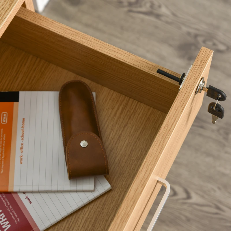 Vinsetto Gaveta com Rodas para Escritório 2 Gavetas com Espaço para A4 40x49x58 Natural