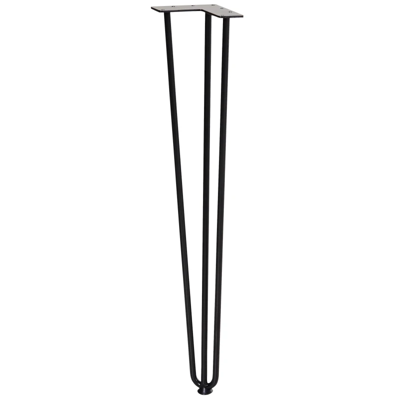 HOMCOM Pernas de mesa tipo pernas de garfo de 4 peças 3 hastes Pés de aço resistentes para móveis com protetores pretos Acessórios incluídos 12x12x71cm