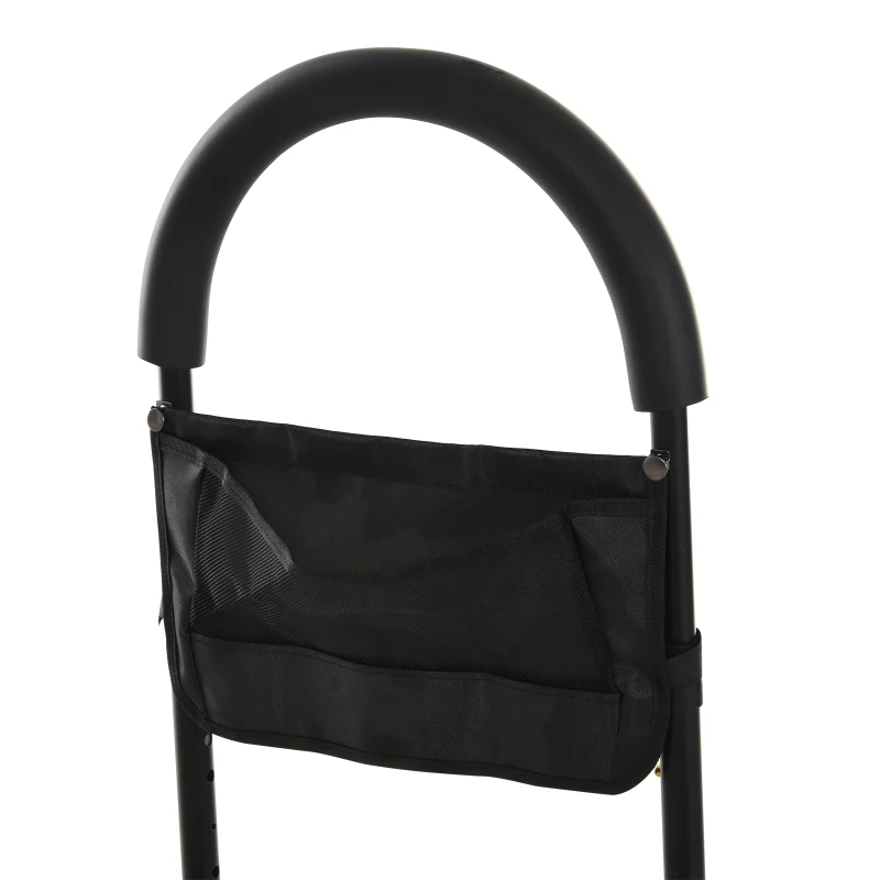 HOMCOM Corrimão da cama para deitar e levantar pega da cama de altura ajustável com alça de fivela e bolso 72x36x86-110,5 cm preto