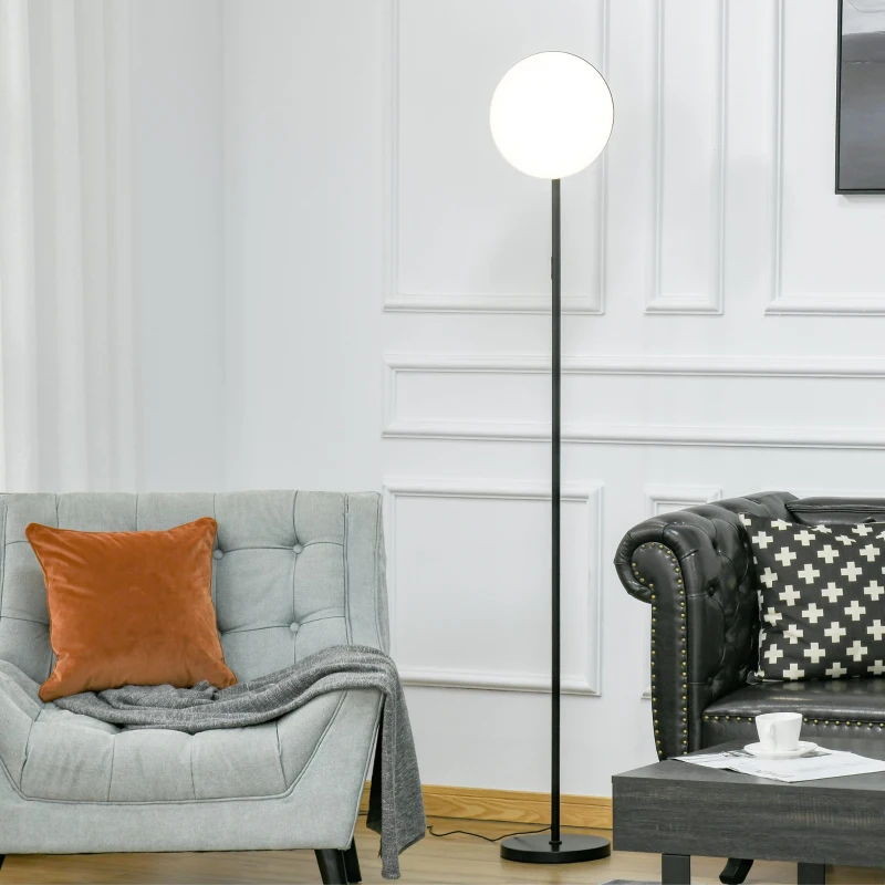 HOMCOM Candeeiro de Pé LED 18W/1800 lm com 3 Brilhos Ajustáveis Ecrã Giratório e Base de Metal Candeeiro de Leitura Moderno para Sala de Estar Dormitório Ø28x171,5cm Preto