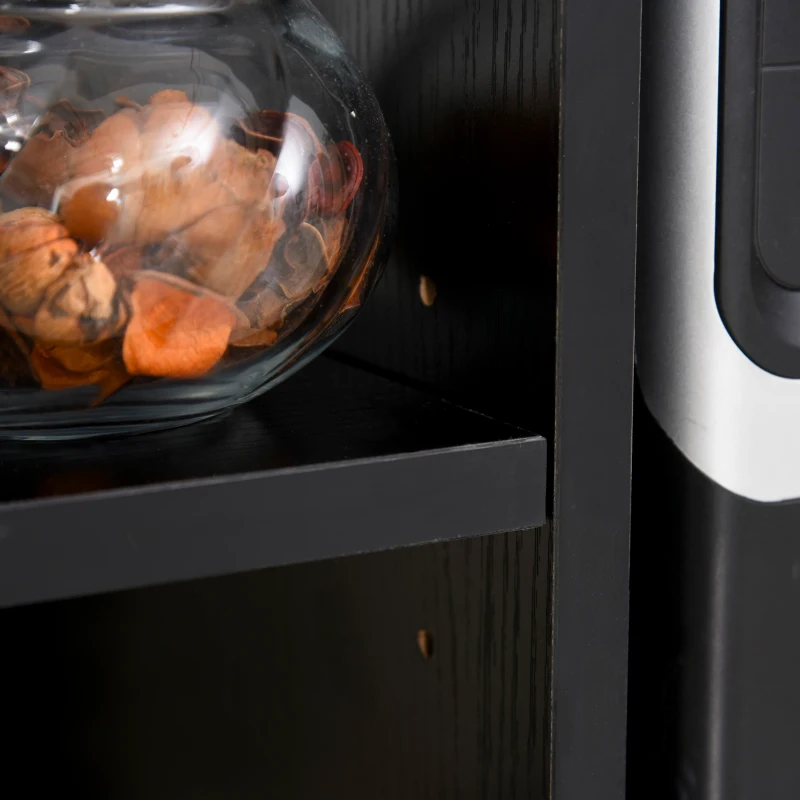 HOMCOM Secretária para Escritório com Prateleiras Abertas Gabinete Suporte para Cpu e Bandeja Removível 120x60x74 cm Preto