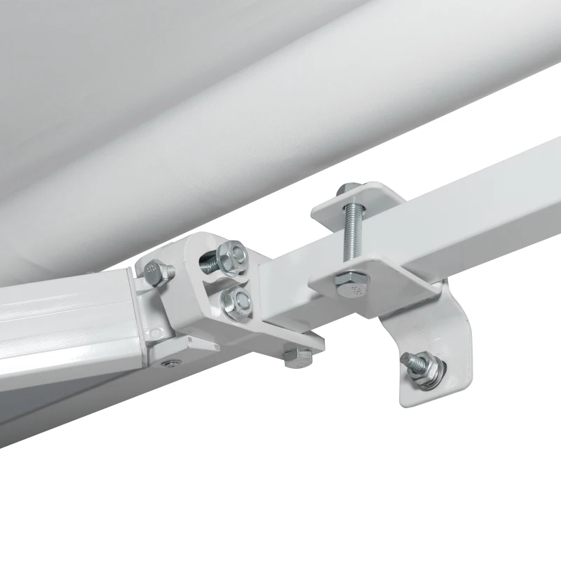 Outsunny Toldo Manual 3,5x2,5 m de Alumínio Toldo de Varanda Pátio com Manivela Resistente a Água Proteção Solar UV Branco