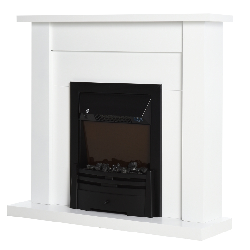 HOMCOM Lareira elétrica com temporizador Termostato Luz de 5 níveis 1000W / 2000W 102x30x95 Branco