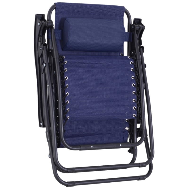 Outsunny Espreguiçadeira dobrável Cadeira de jardim Poltrona de Praia Relaxante em Textilene Encosto reclinável Carga de armação de aço 150kg