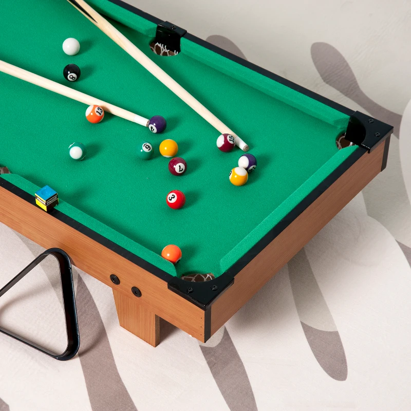 HomCom Mesa de Bilhar com Acessórios de Madeira para Crianças +3 Anos de idade e Adultos - 75x41,5x16,5 cm