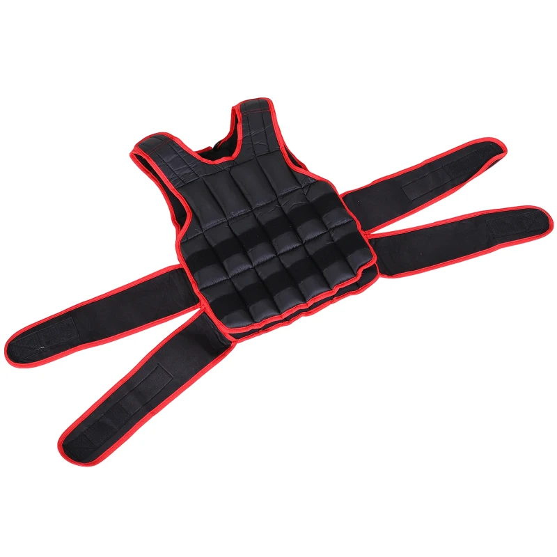 HOMCOM Colete de treinamento de peso ajustável máx. 20 kg com Pesos Individuais 60x50 cm Preto e Vermelho